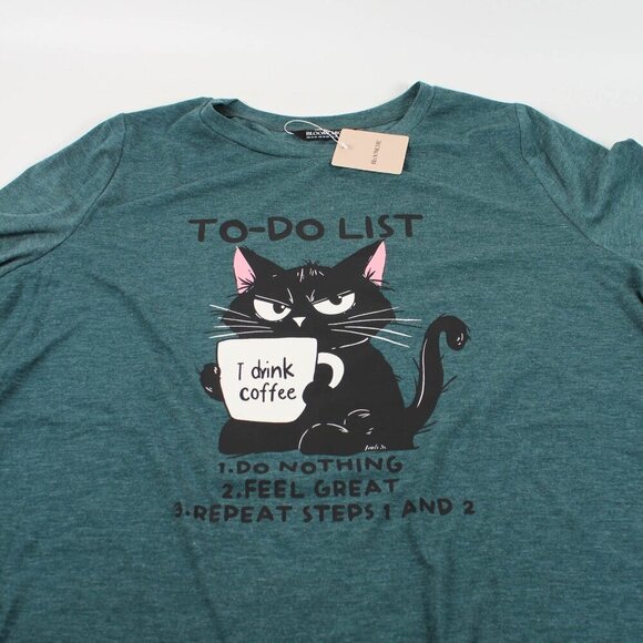 Bloomchic "To-Do List: Drink Coffee" Cat Graphic Tee - Size 14/16 - NWT - Picture 4 of 8